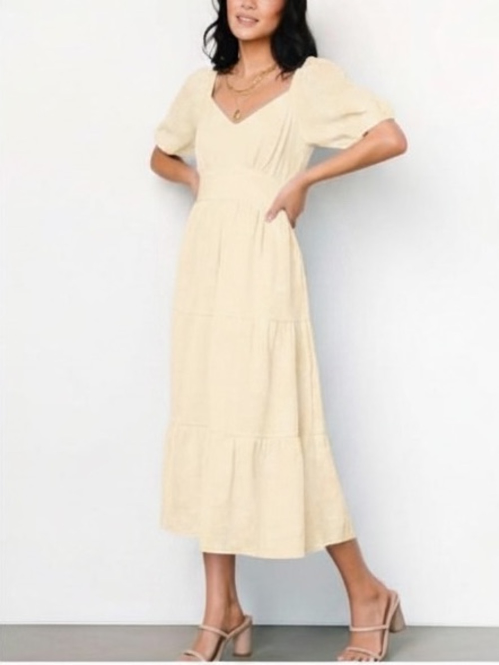 NWT Baltic Born Mildred Embroidered
Midi Dress Vintage Cream